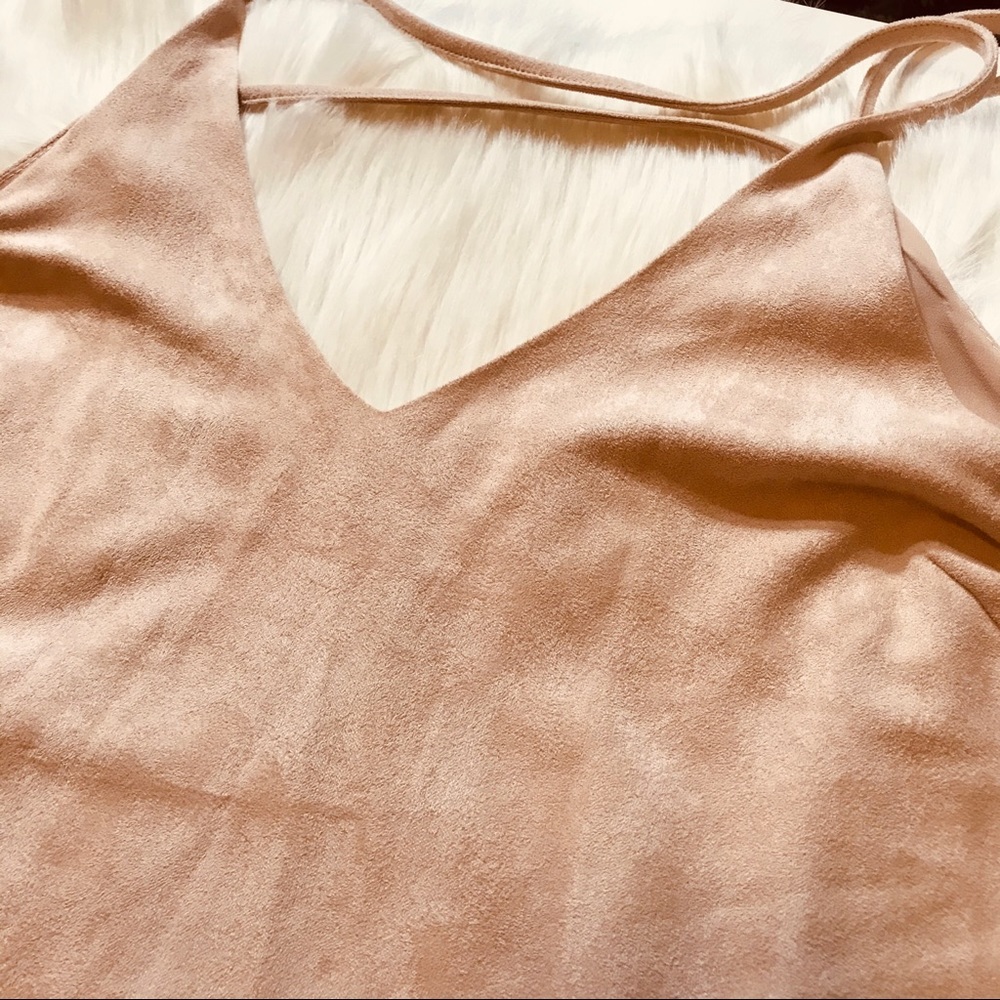 Sans Souci Pink Faux Suede Strappy Tank Size L - Picture 4 of 8